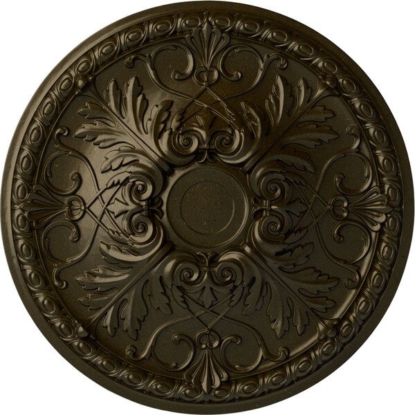 Ekena Millwork Tristan Ceiling Medallion (Fits Canopies up to 6 1/4"), Hand-Painted Green Gold, 32 3/8"OD x 3 1/2"P CM32TNGGS - main